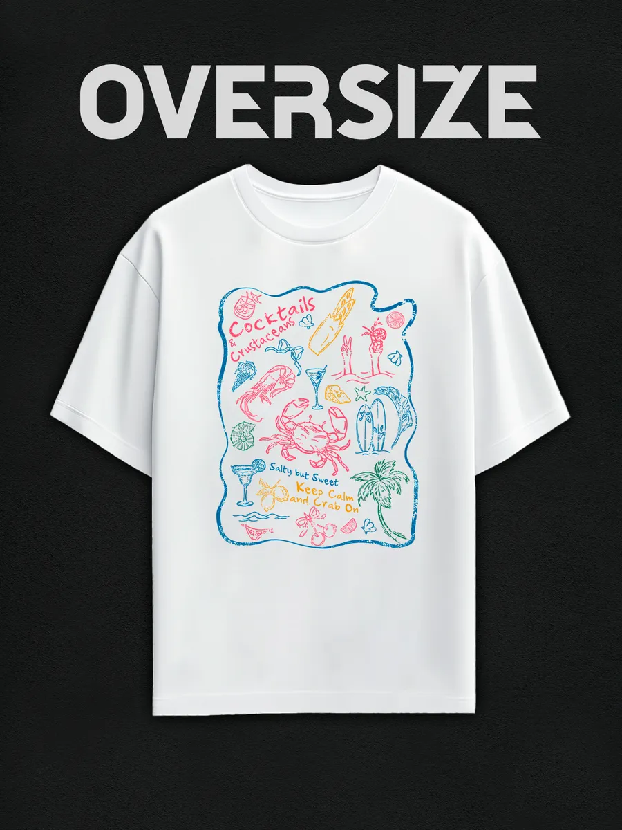 Футболка оверсайз с принтом пинтерест пляжный вайб