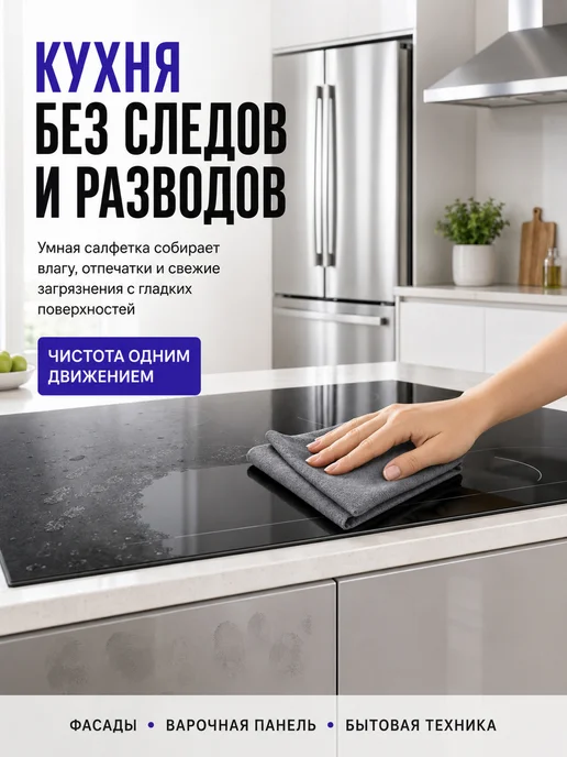 ДомБлеск Умные салфетки для уборки без разводов многоразовые тряпки, серый, фото 4