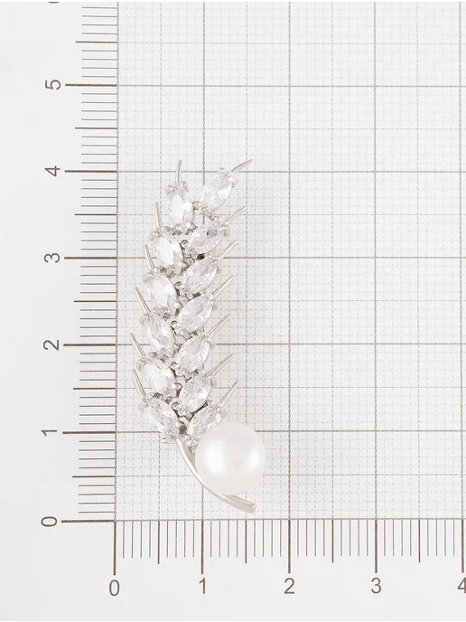 Milana silver Брошь серебро с жемчугом, марказитом, фианитом, серебристый, фото 3