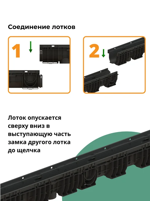 Standartpark Лоток водоотводной пластиковый PolyMax Basic h155 (8000-М), черный, фото 2