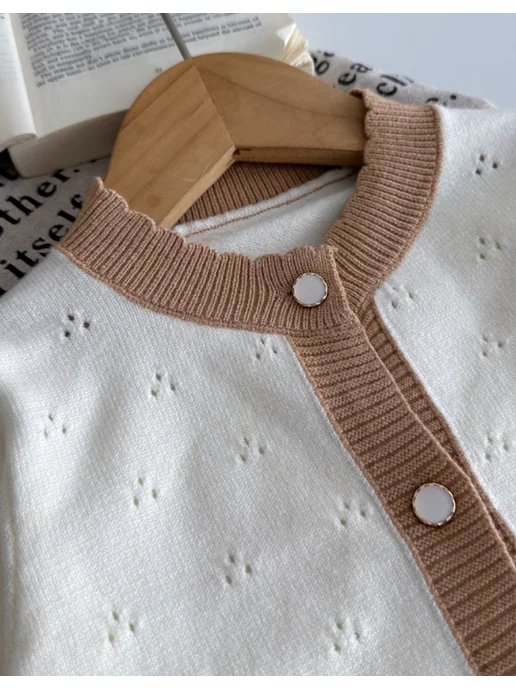 Segal kids Вязаный костюм для новорожденных малышей, бежевый, фото 8