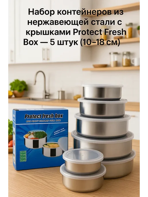 NAMA.ST Набор металлических контейнеров для еды с крышкой, серый