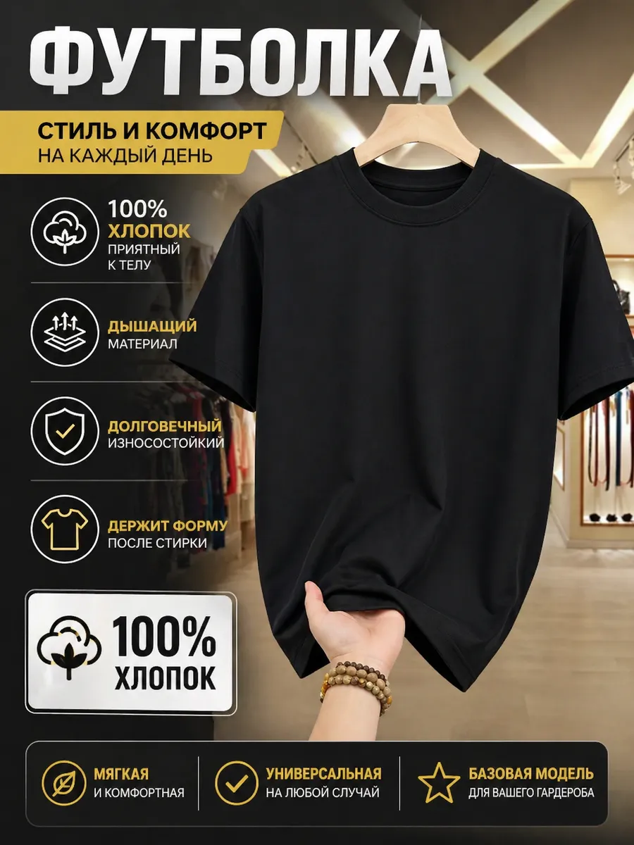 Футболка базовая однотонная из хлопка