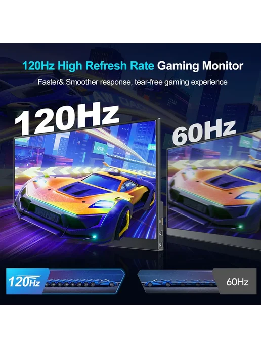 Unew 15,6 - дюймовый монитор 120HZ, черный матовый, черный, фото 3