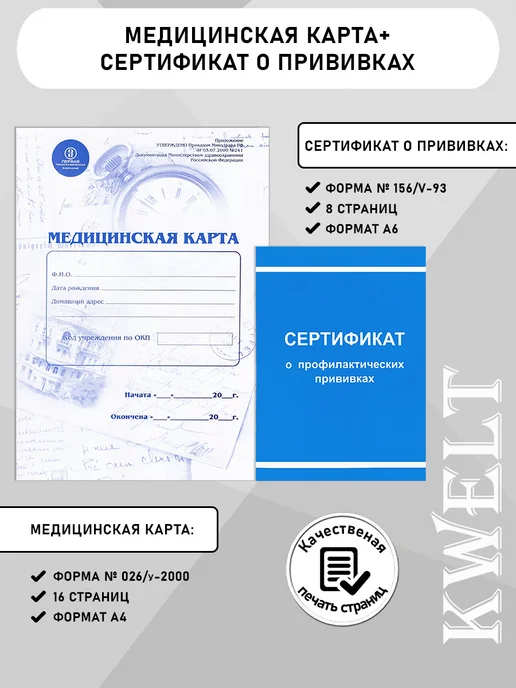 Kwelt Медицинская карта и сертификат о прививках, голубой