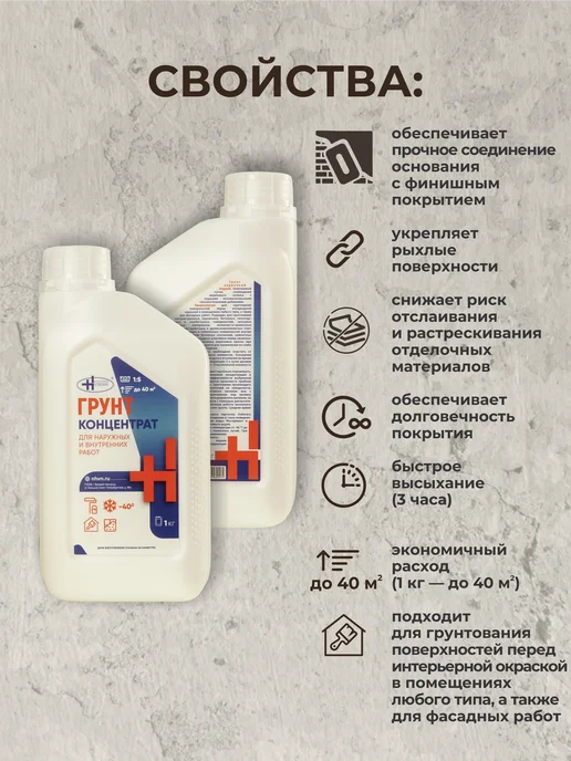 НОВОХИМ Россия Грунтовка для стен под обои Концентрат 3 кг, 1 кг, фото 3