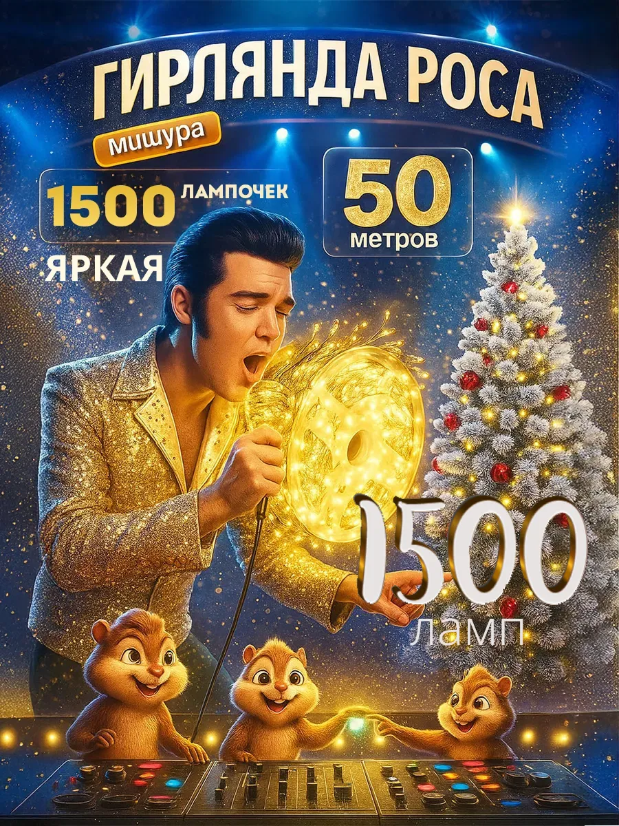 Гирлянда мишура хвойная лапа 50 метров