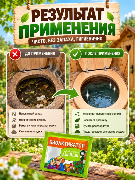 счастливый дачник Бактерии для дачных туалетов и септиков, 30г, 8шт, 30 г, 8 шт, фото 3