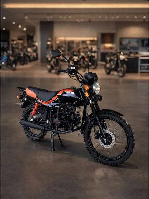 ТЕХНОМОТОРФ Мопед TRICKLER 2.0 125 см3 (49,9 см3) (Black & Orange), черный, фото 2