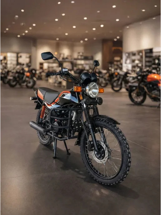 ТЕХНОМОТОРФ Мопед TRICKLER 2.0 125 см3 (49,9 см3) (Black & Orange), черный, фото 3