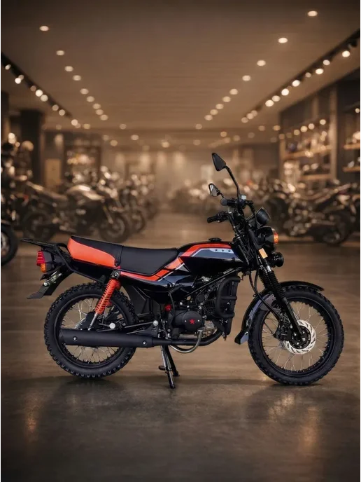 ТЕХНОМОТОРФ Мопед TRICKLER 2.0 125 см3 (49,9 см3) (Black & Orange), черный, фото 4
