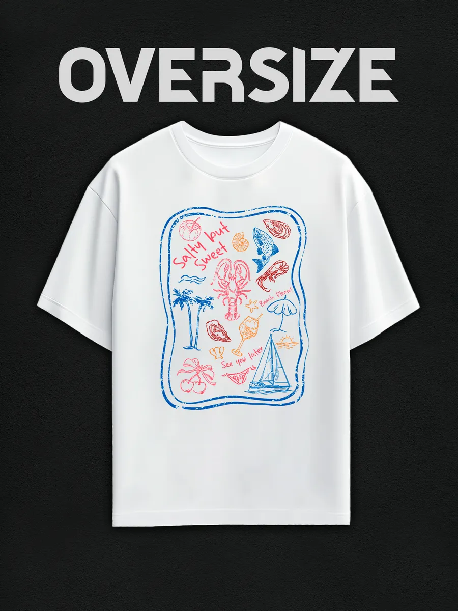 Футболка оверсайз с пляжным принтом пинтерест
