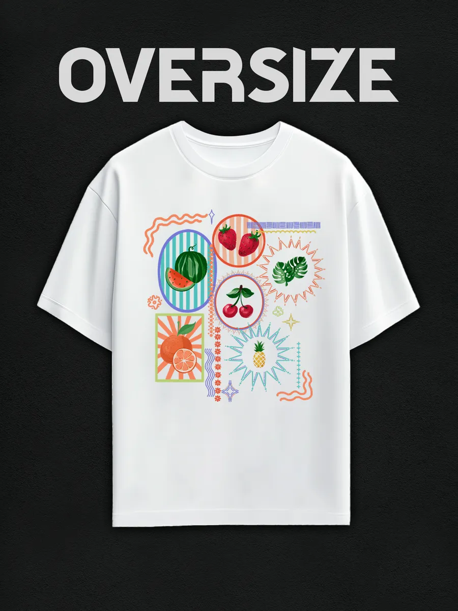 Футболка оверсайз с летним принтом пинтерест фрукты