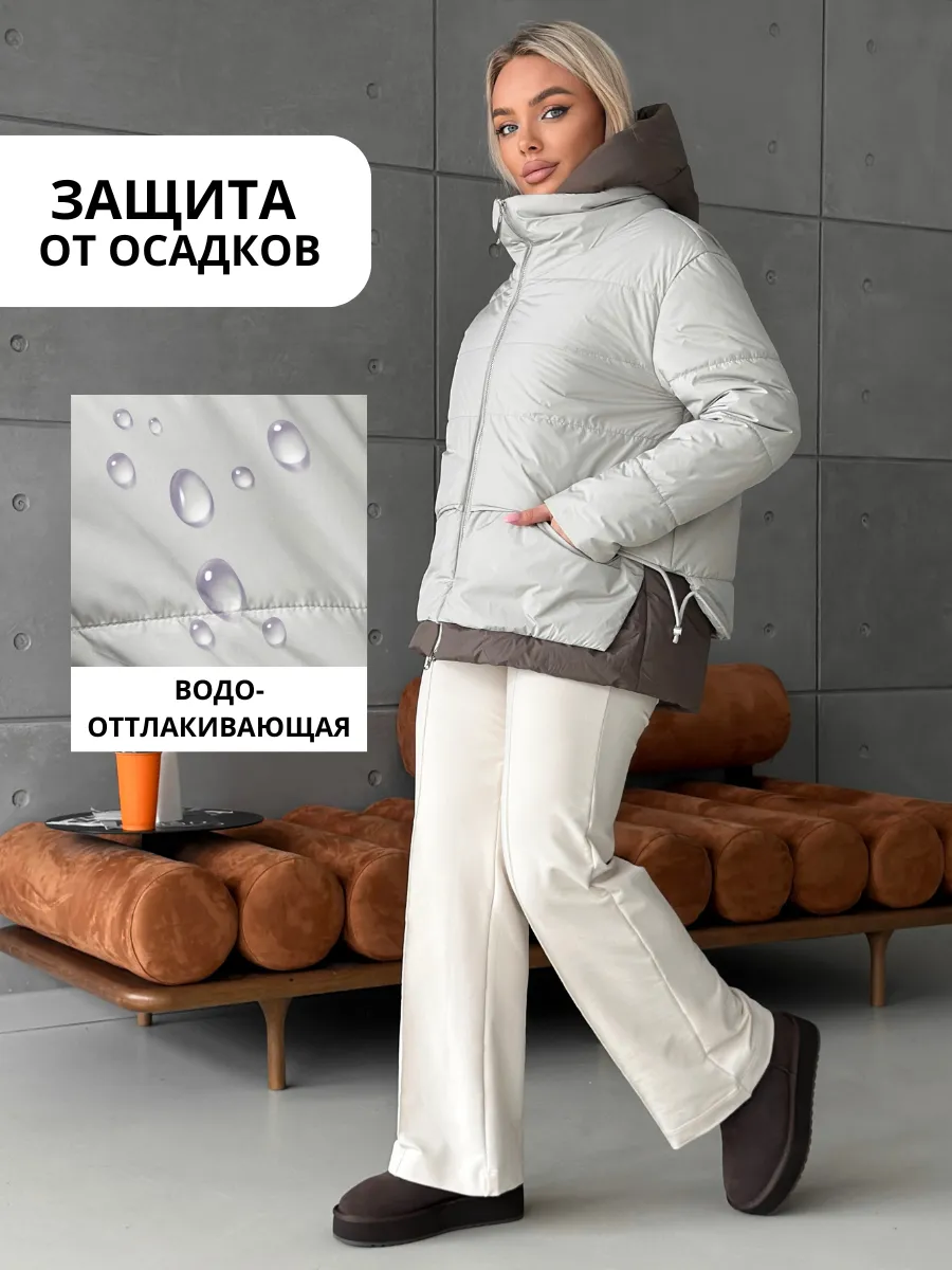 Куртка демисезонная с капюшоном больших размеров — фото 2