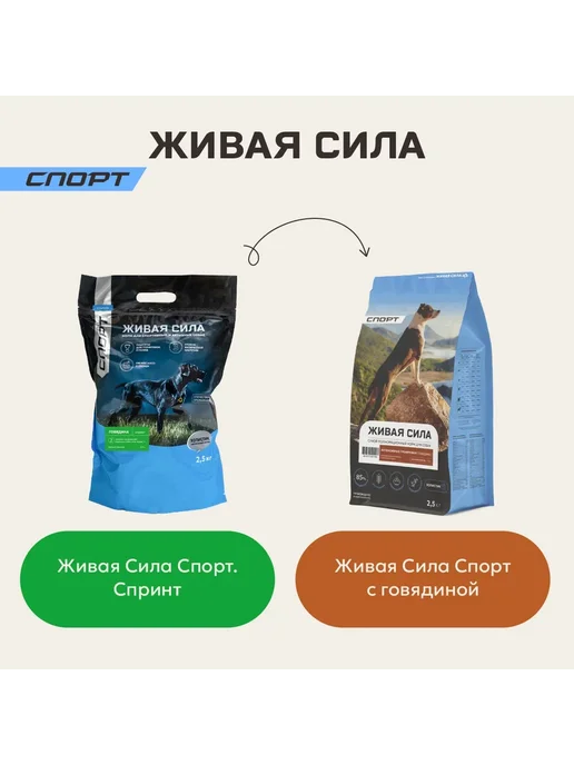Сухой корм Живая сила Активных Гранула для собак, мелкие, говядина, 20 кг, фото 2