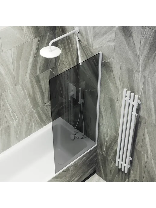 MAYBAH GLASS Шторка на ванну MaybahGlass MGV-80-1ш тонированное белый, белый, фото 3