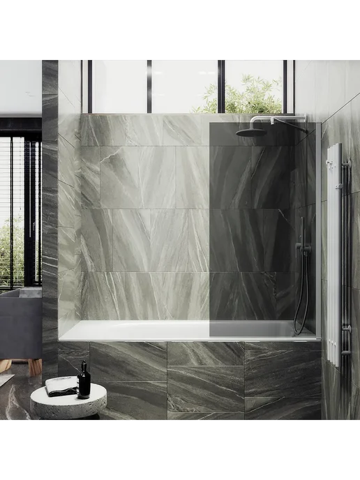 MAYBAH GLASS Шторка на ванну MaybahGlass MGV-80-1ш тонированное белый, белый, фото 4