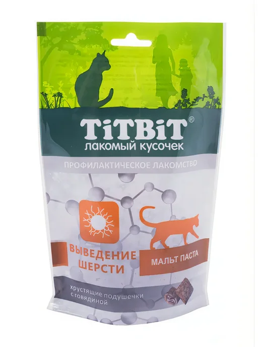 Titbit Лакомство для кошек Подушечки с говядиной от шерсти 60г, 60 г, фото 4