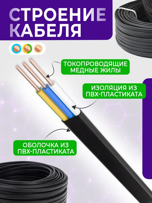 КОНКОРД Кабель силовой 3x2,5 ВВГ-Пнг(А)-LS медный ГОСТ 100 м, 3x1.5, 100 м, фото 4