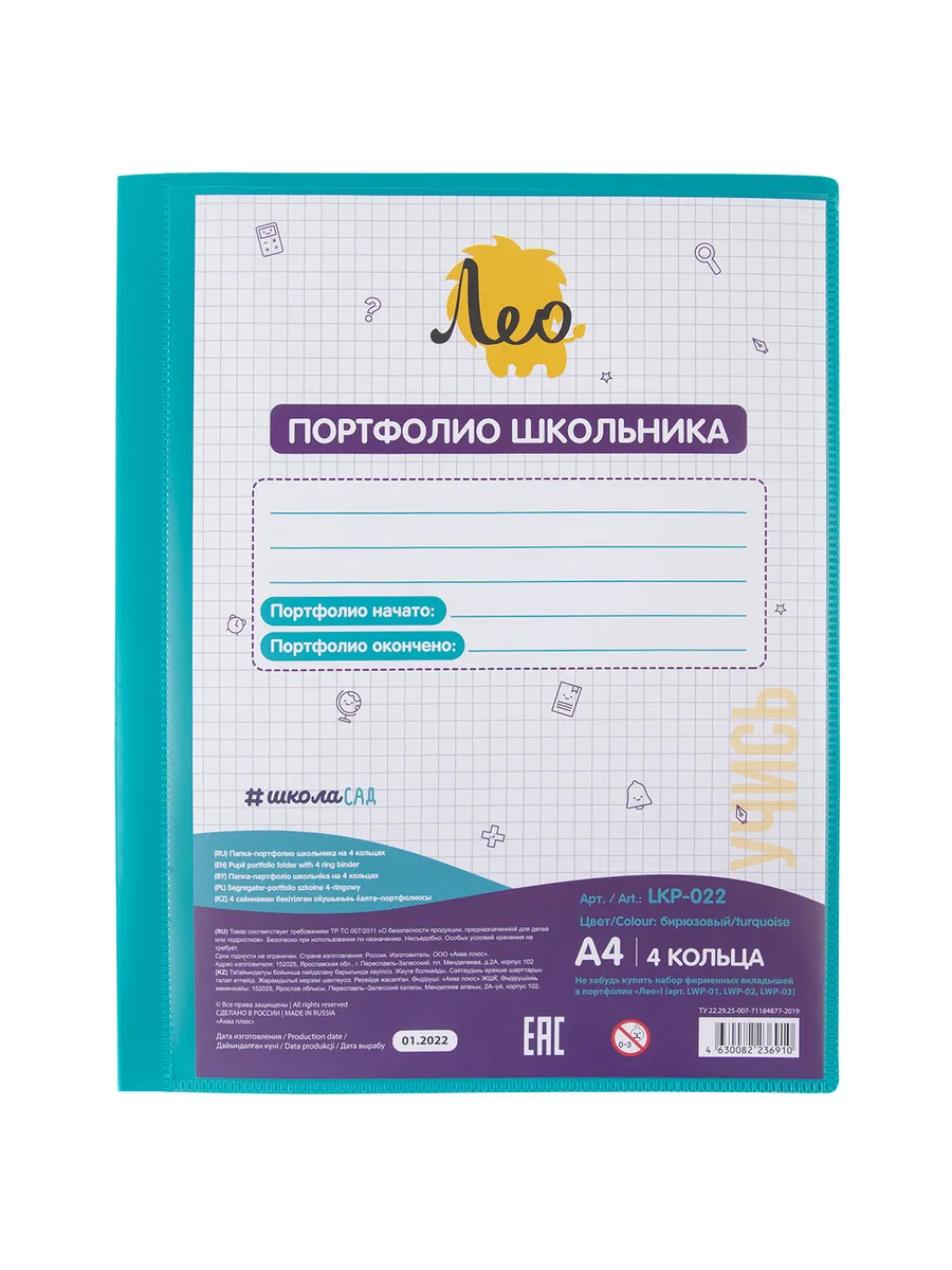 ШколаСад папка - портфолио школьника на 4 кольцах A4 LKP-022