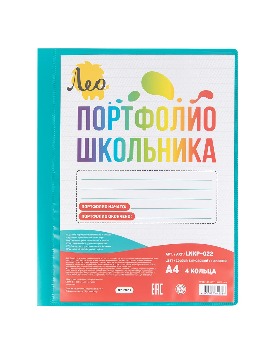 Учись папка - портфолио школьника на 4 кольцах A4, LNKP-022