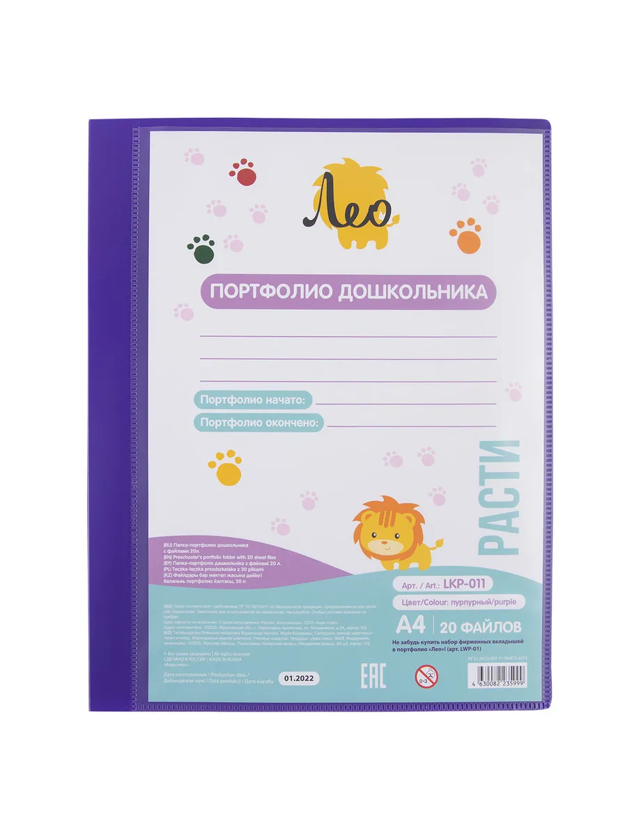 Расти папка - портфолио дошкольника на 4 кольцах A4, LKP-011