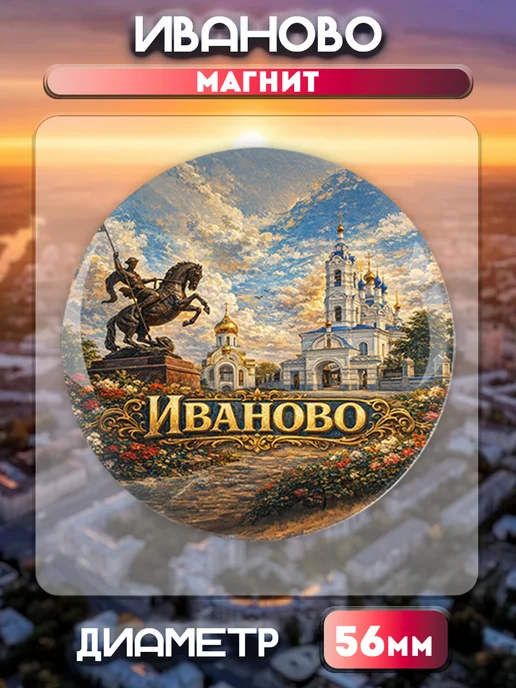Значки на рюкзак Магнит Иваново. 1 шт диаметром 56 мм, 1 шт