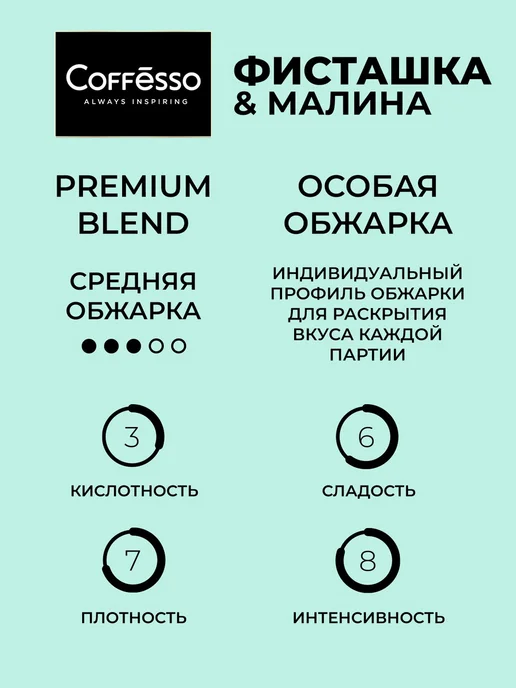 COFFESSO Дрип кофе 5 шт вкус фисташки и малины, арабика робуста, 5 шт, фото 3