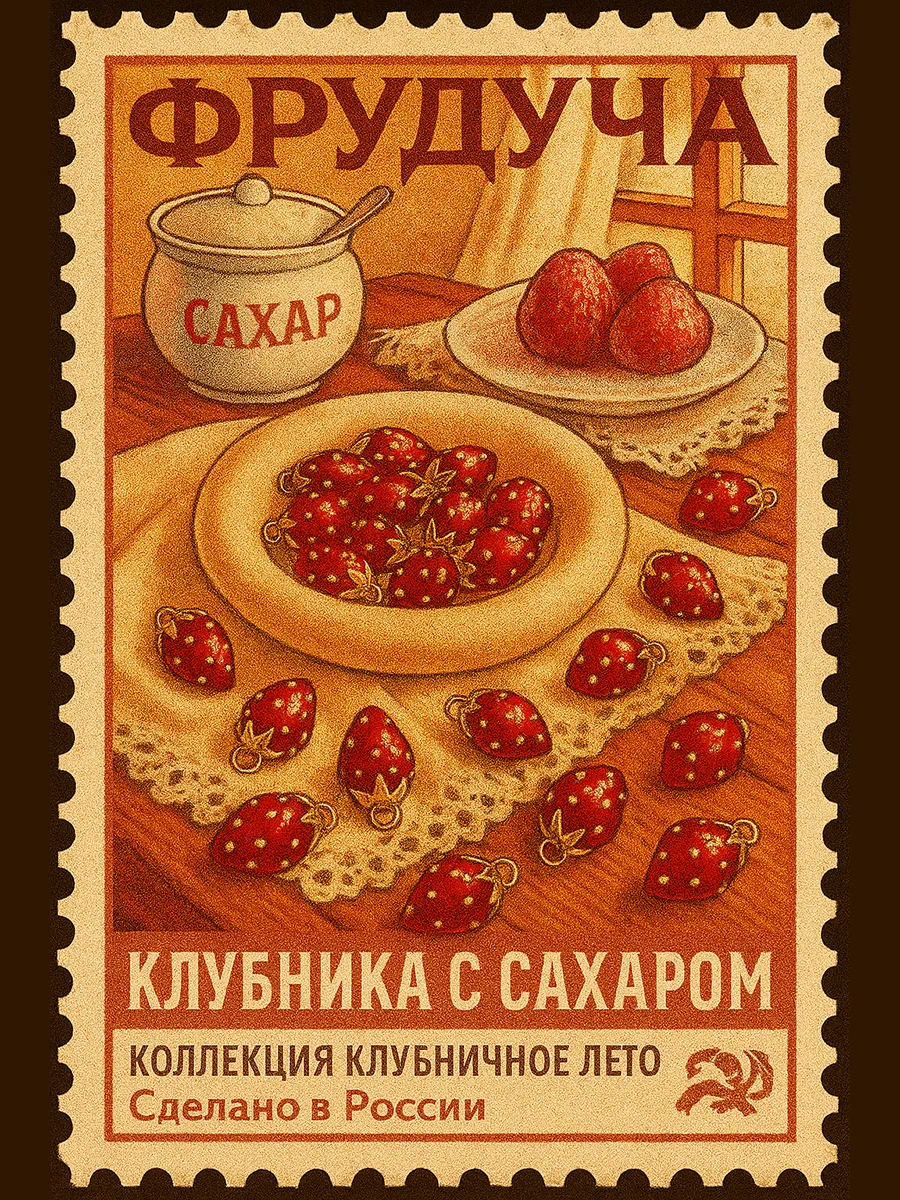 Подвеска «Клубника с сахаром», красная, позолота