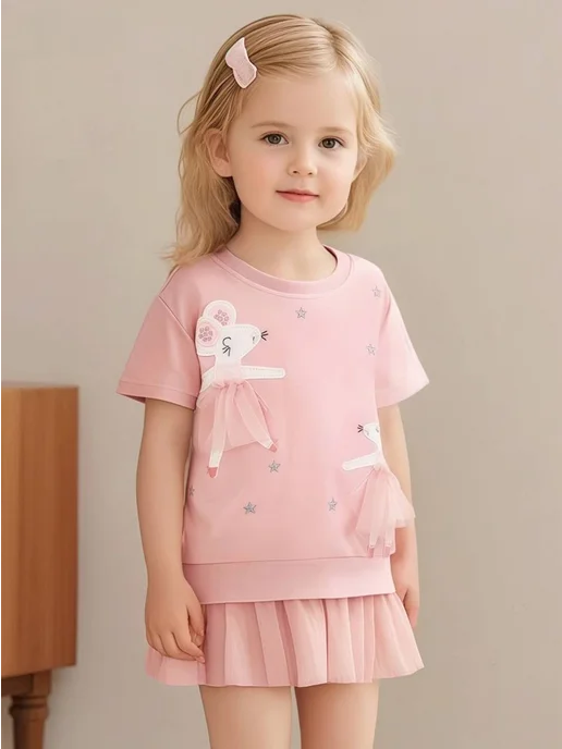 Lollipops kids Футболка удлиненная с юбочкой, белый