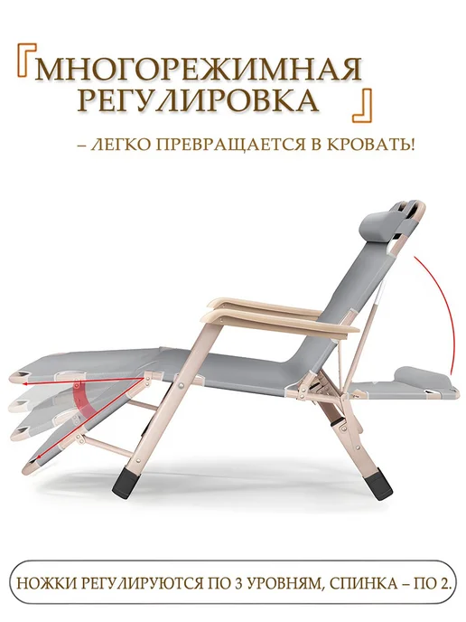 Шезлонг раскладушка кресло садовое складное для отдыха, серый, фото 4