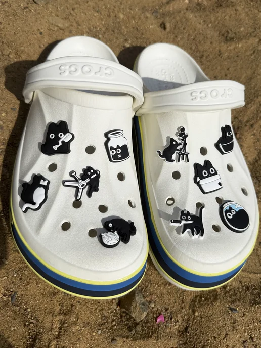 JIBZ WORLD Джибитсы для кроксов набор на crocs Черные коты, черный, фото 2