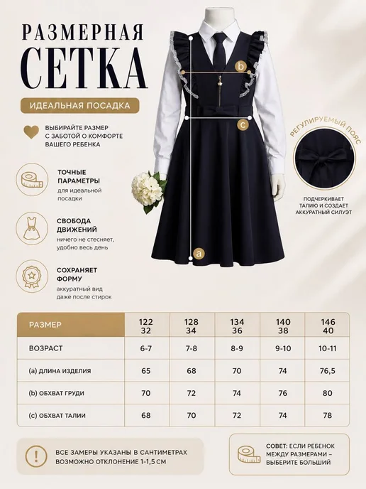 NURKAMA Школьный сарафан для девочки, синий, фото 4