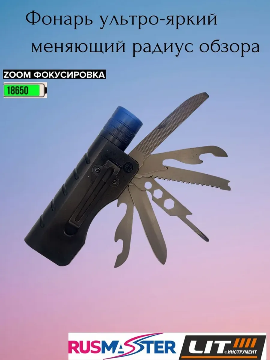 Фонарь ультро-яркий с меняющ. радиусом обзора, аккум.1*3,7V (тип18650)+зарядка., в подароч.уп (5/60)