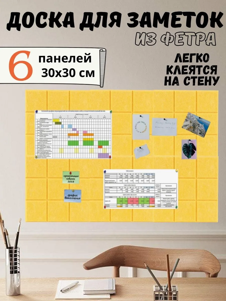 Доска для заметок и фотографий на стену 6 шт