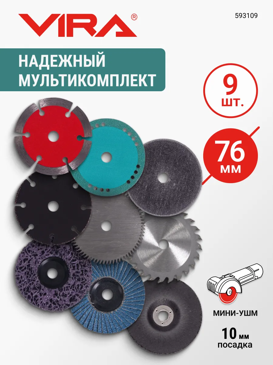 Набор дисков для мини УШМ 76мм 9 предметов