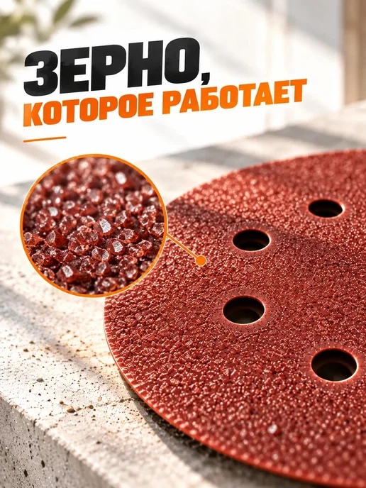 Круг шлифовальный 125 мм P240 на липучке 10 шт 8 отверстий, 10 шт, фото 2