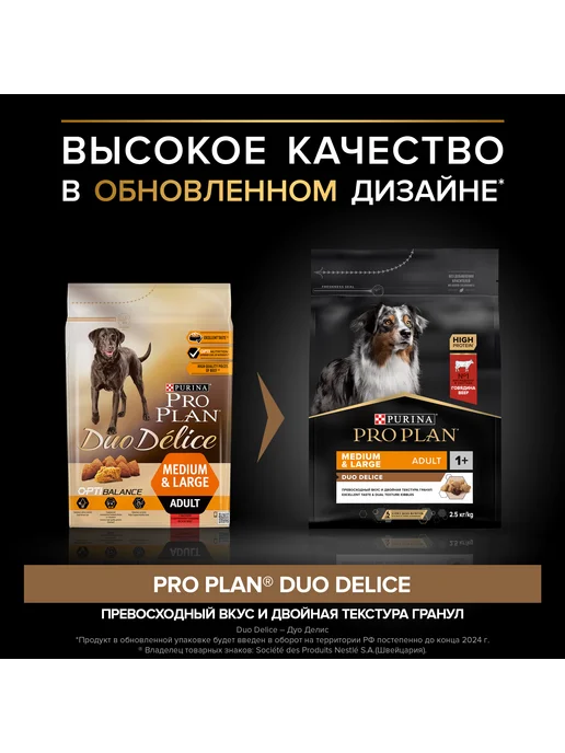Сухой корм PRO PLAN Duo Delice для собак, крупные, средние, 2,5 кг, фото 7