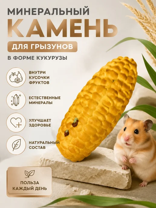 Минеральный камень для грызунов кукуруза фрукты 2шт, 2 шт, фото 2