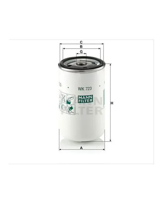 MANN FILTER Фильтр топливный WK723 для Scania, Iveco, MAN и др, WK723 для Iveco MAN, фото 2