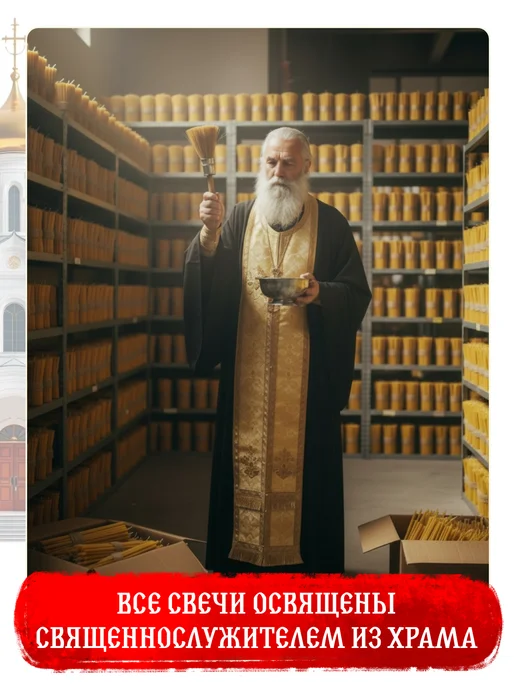Свечилия Свечи церковные восковые освящённые №80 пачка 0,5кг 100 шт, 0,5 кг, 100 шт, фото 3