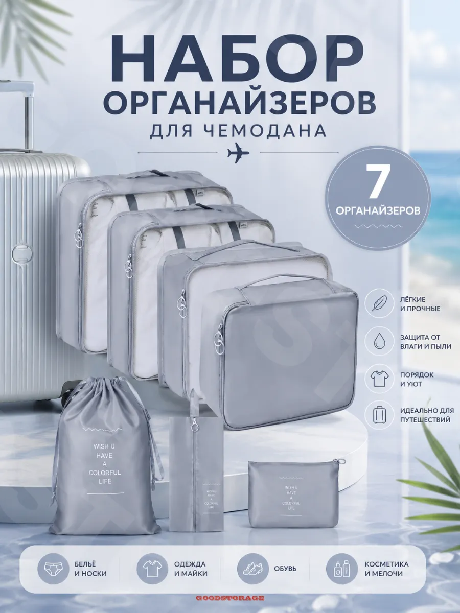 Набор органайзеров для чемодана Canari комплект 7 штук,серый