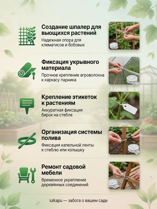 iulkapu Подвязка растений проволока садовая белая, белый, фото 7