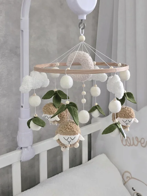 Baby Nursery K Мобиль ручной работы на кроватку для новорожденных, белый, фото 3