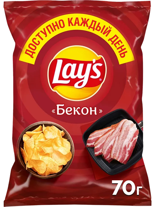 Lay's Lays Чипсы картофельные Бекон набор 3 шт 70 гр, 70 г, фото 2