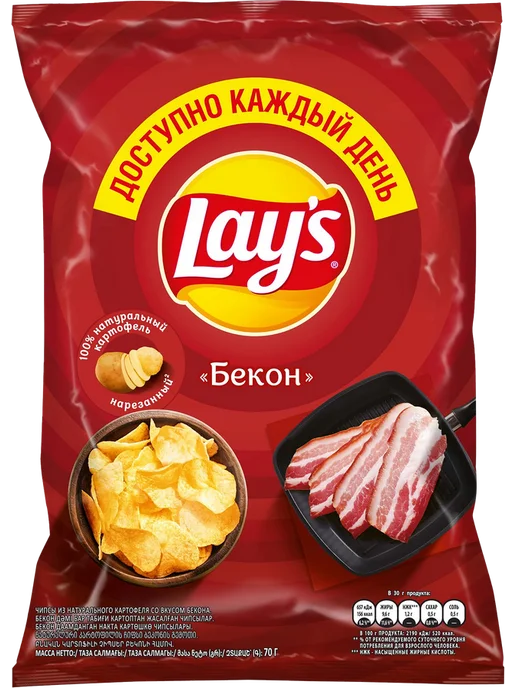 Lay's Lays Чипсы картофельные Бекон набор 3 шт 70 гр, 70 г, фото 4
