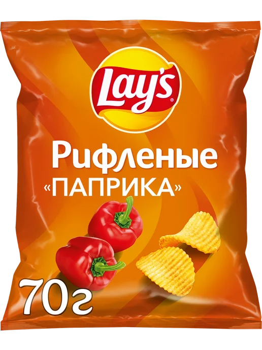 Lay's Чипсы картофельные Рифленые Паприка 140г, 70 г, фото 2
