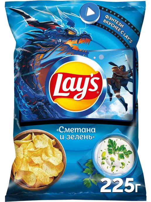 Lay's Чипсы картофельные Сметана и зелень, 225г, 225 г, фото 2