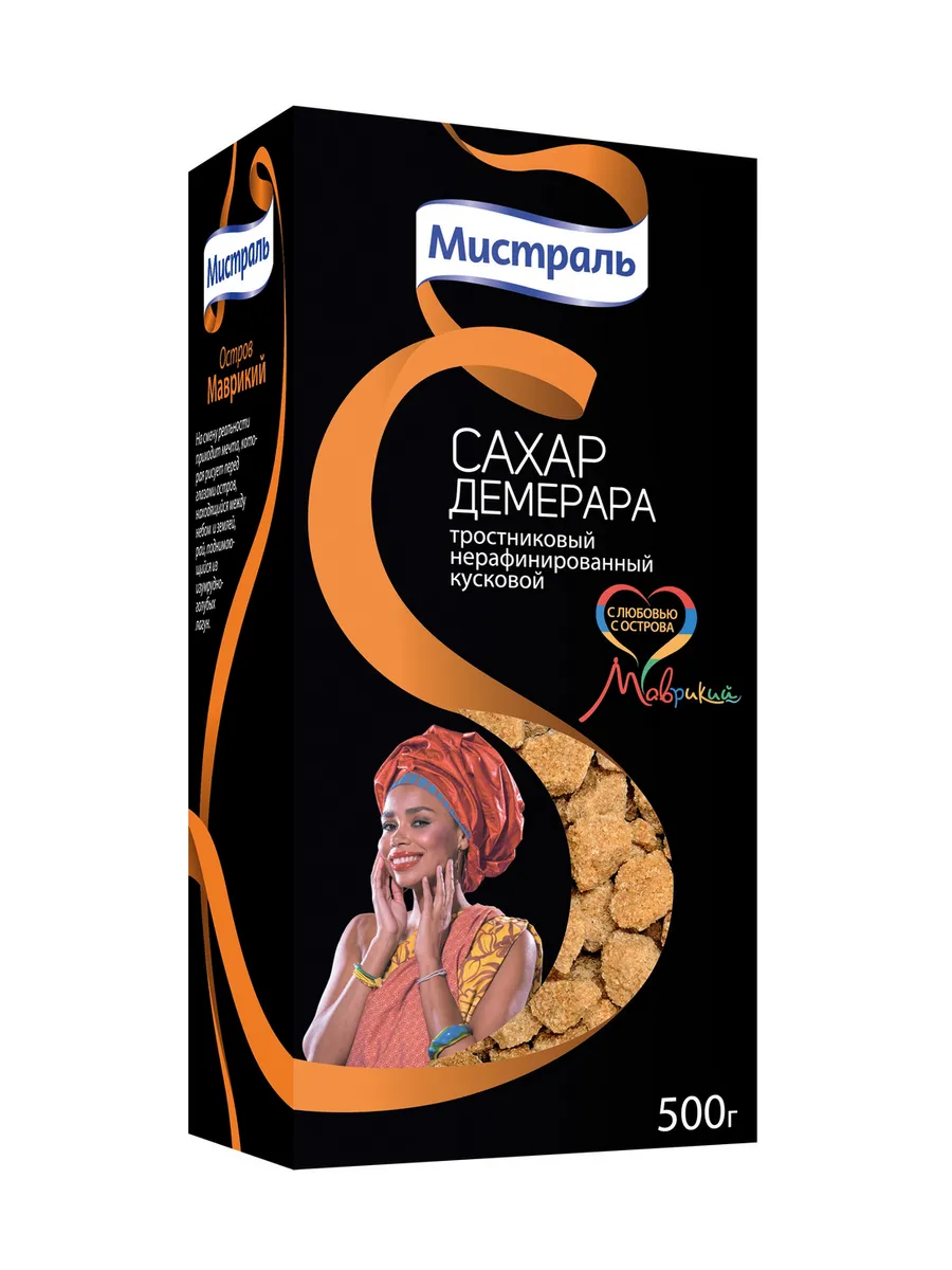 Сахар тростниковый МИСТРАЛЬ Демерара нерафинированный, куско