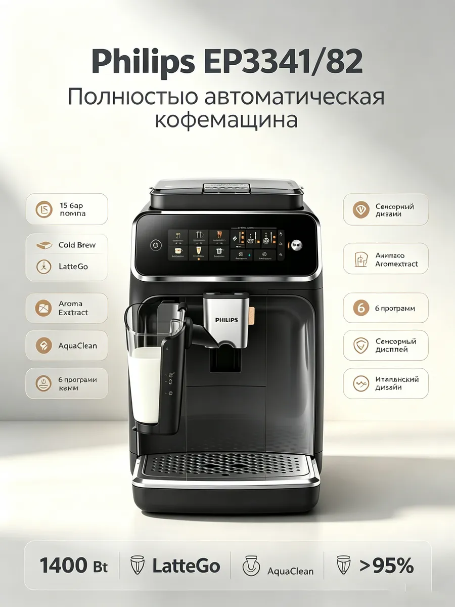 PHILIPS Автоматическая эспрессо-машина EU стандарт Темно